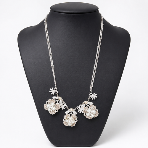 Crystal Cascade rhinestone necklace and matching drop earrings - product view