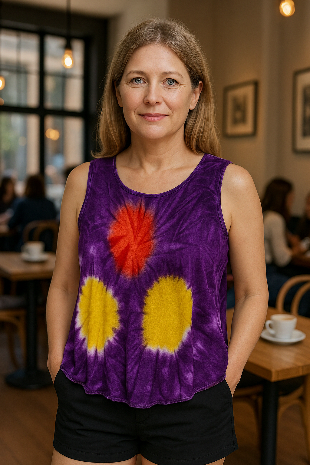 Unexpectedly You Purple Burst Hand-Dyed Sleeveless Top