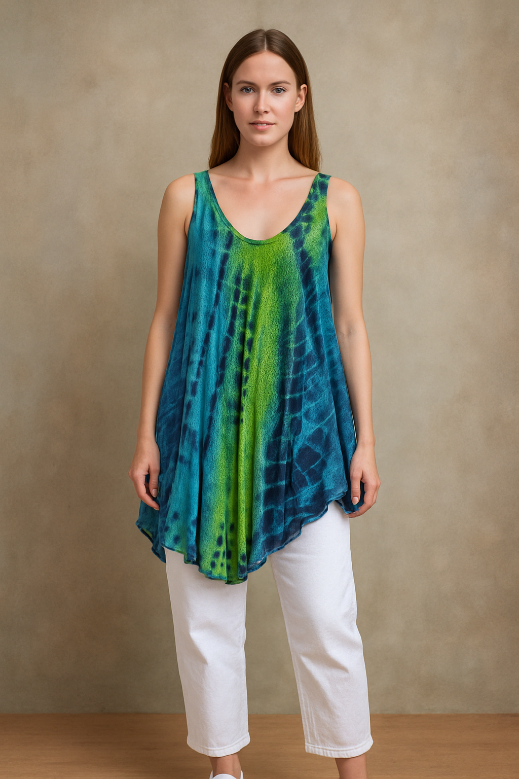 Unexpectedly You Ocean Breeze Hand-Dyed Flowy Tunic Top