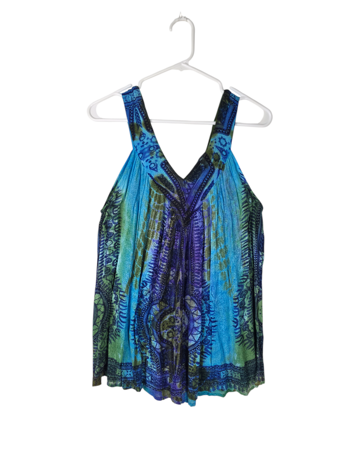 Azure Fern Boho Tank Top clean product front