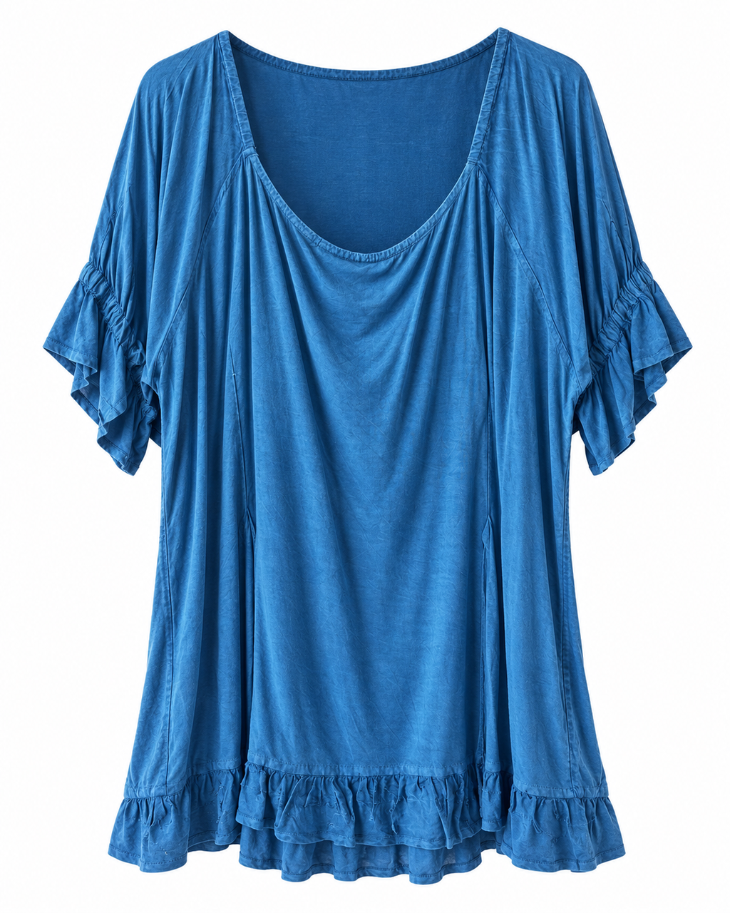 Unexpectedly You Azure Melody Boho Lace-Up Tunic — clean back product view
