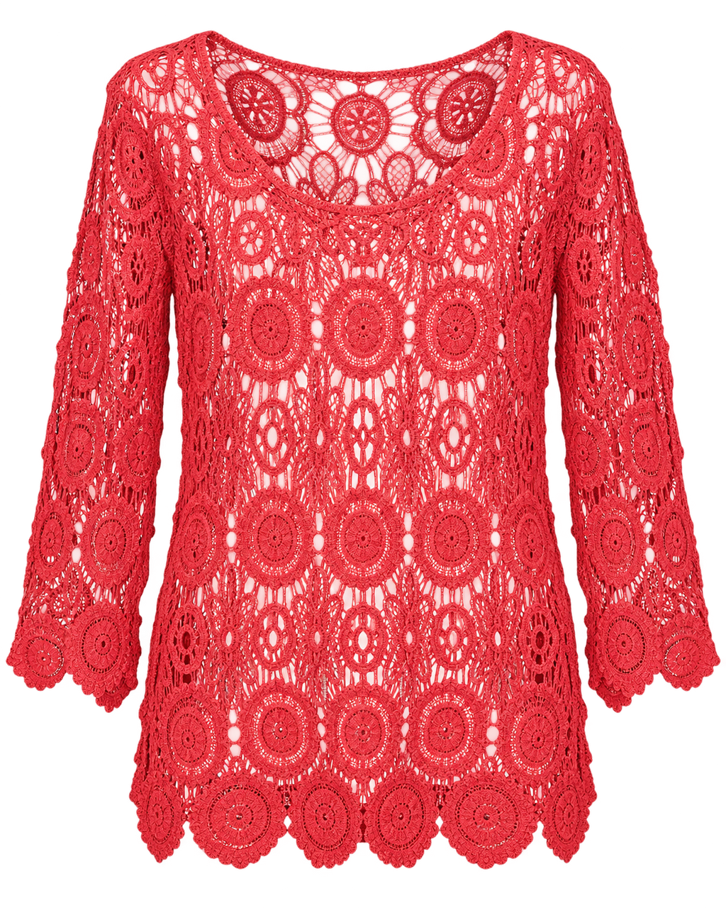 Unexpectedly You C328 coral crochet top clean product view
