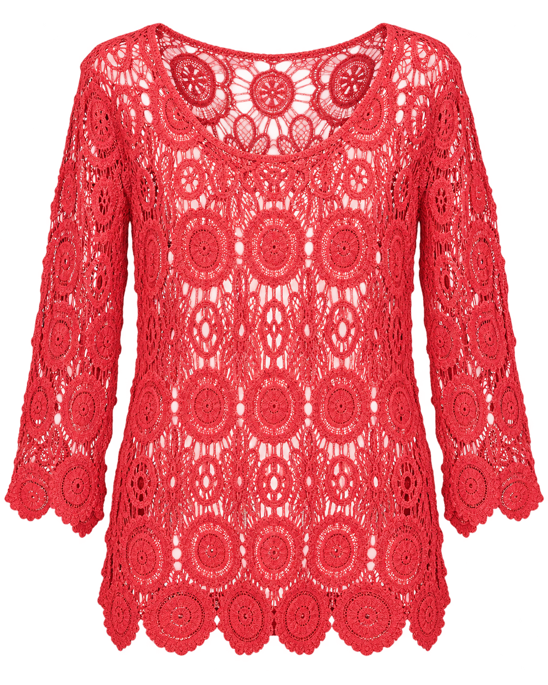 Unexpectedly You C328 coral crochet top clean product view