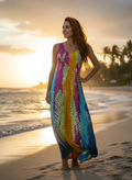 Unexpectedly You Carnival Sunset multicolor hand-dyed maxi dress — model view