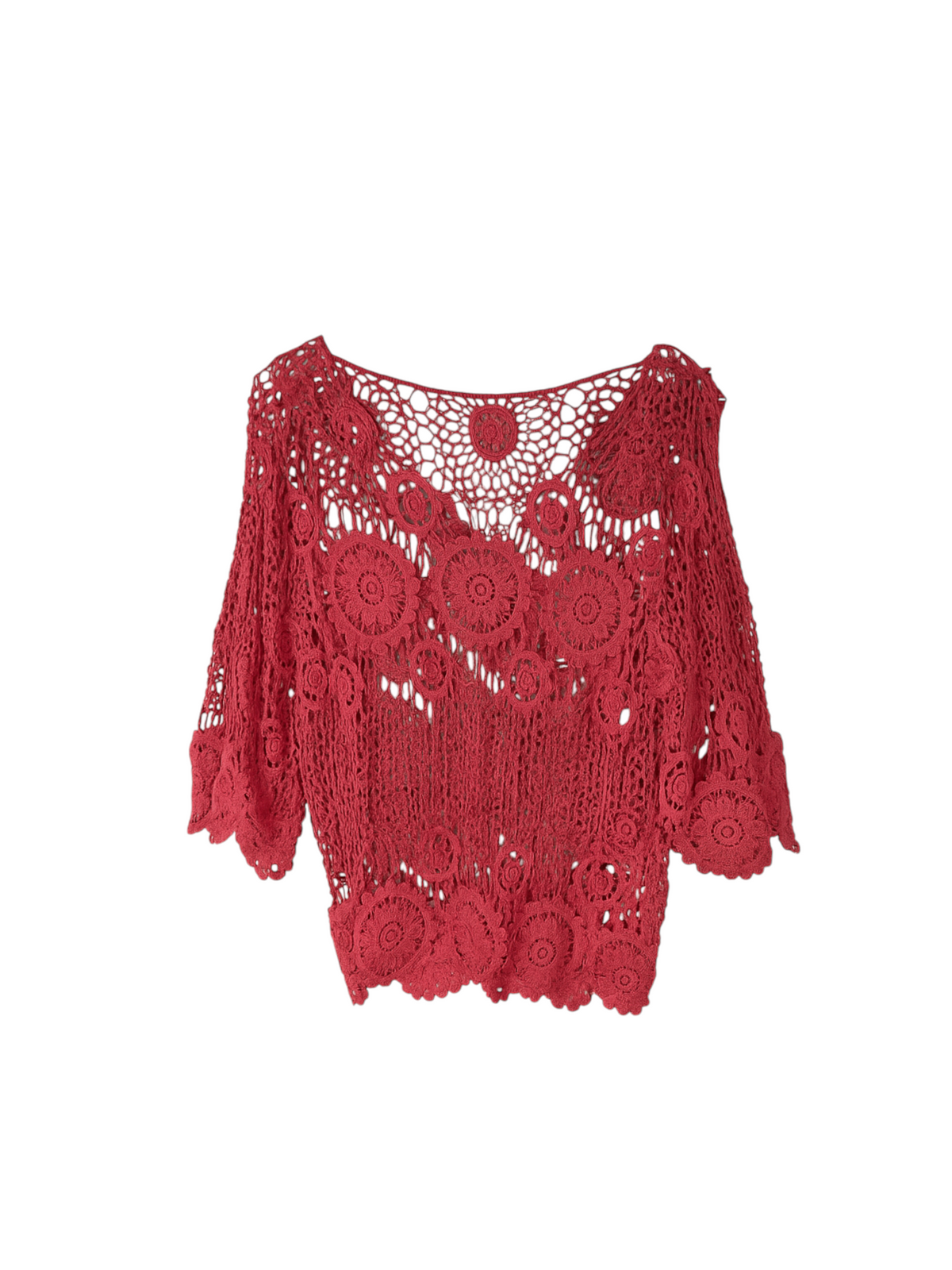 Unexpectedly You Coral Circle crochet top — back product view
