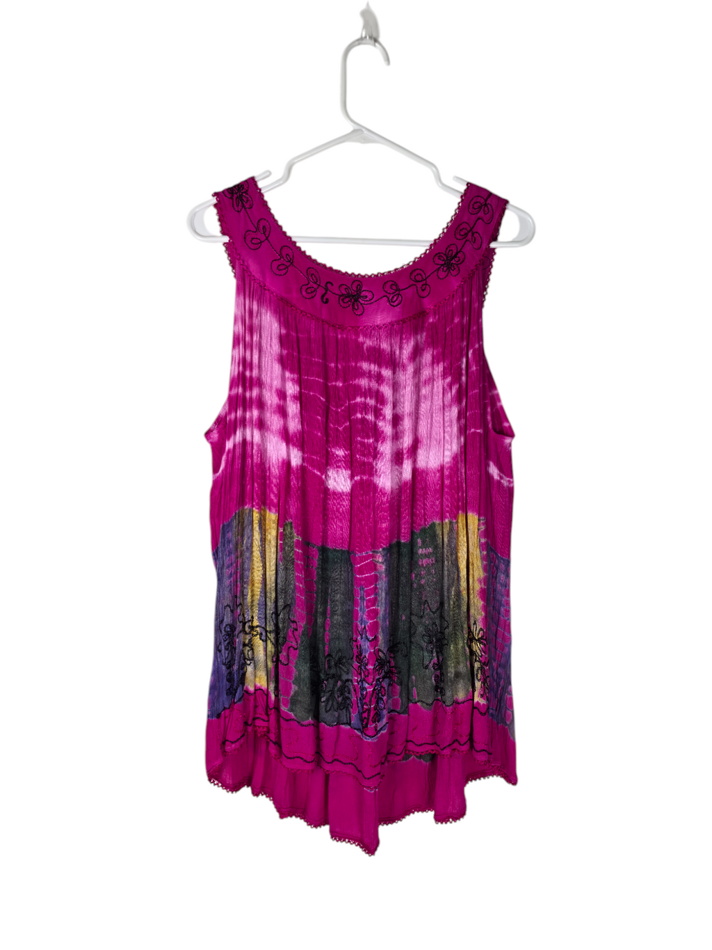 Fuchsia Eclipse Embroidered Tank Top — alternate clean product image