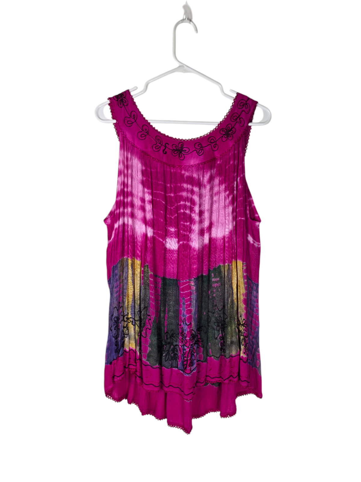 Fuchsia Eclipse Embroidered Tank Top — alternate clean product image