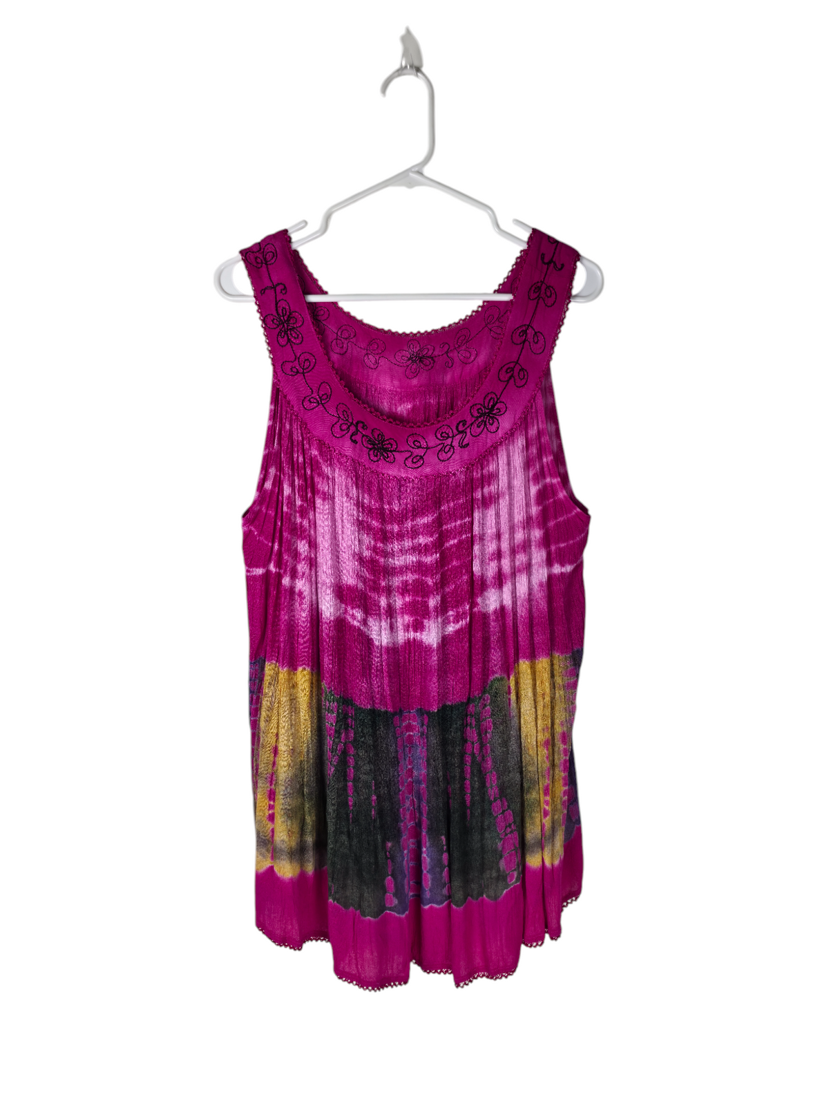 Fuchsia Eclipse Embroidered Tank Top — clean product image