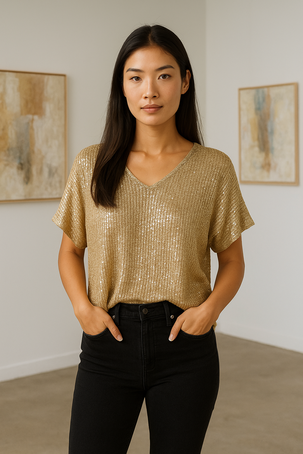 Unexpectedly You Golden Glow – Shimmer Knit Boho Top - Unexpectedly You