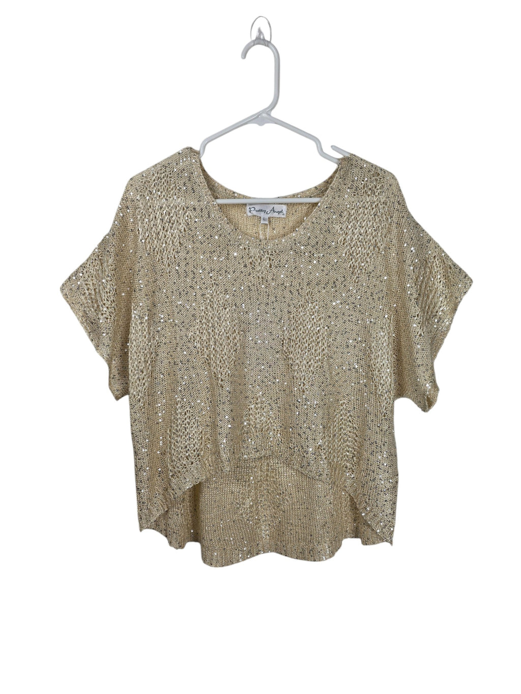 Unexpectedly You Golden Glow shimmer knit top front product view