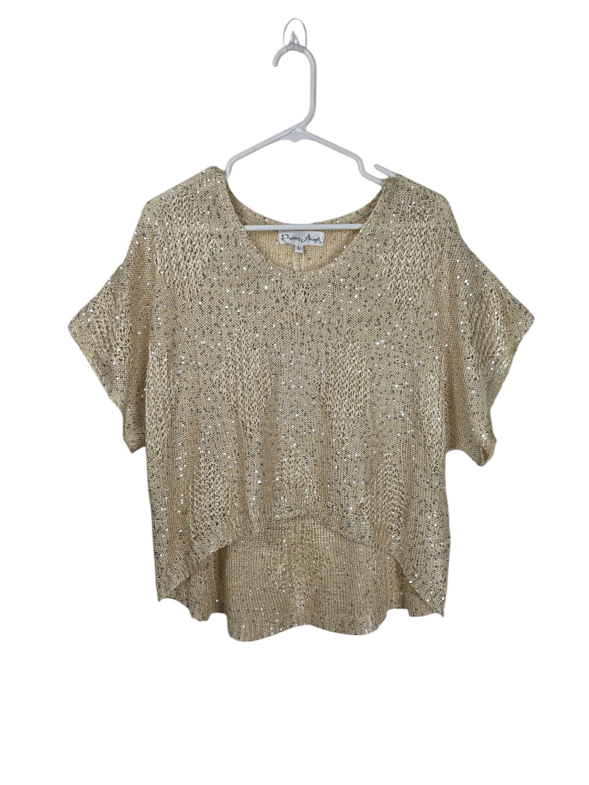 Unexpectedly You Golden Glow shimmer knit top front product view