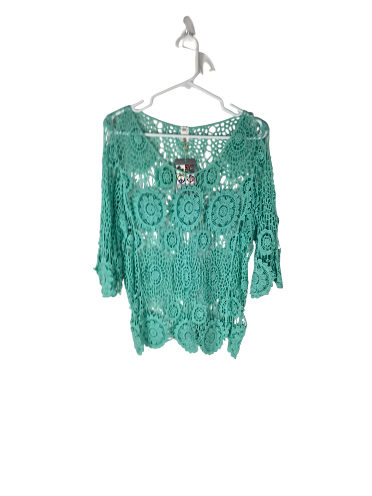 Unexpectedly You Mint Circle crochet top — front product view