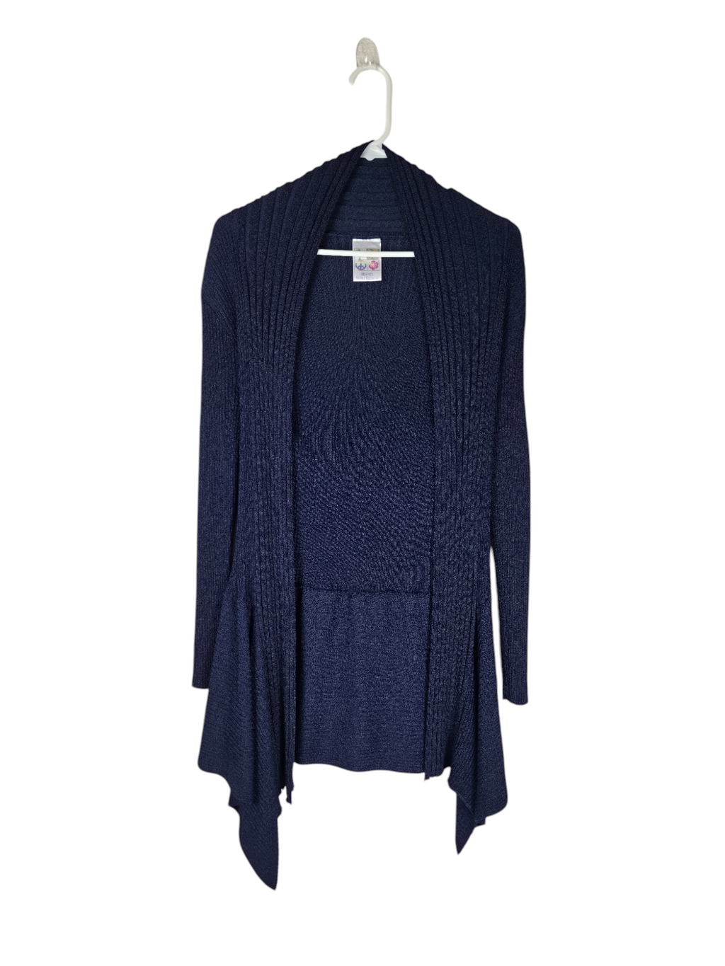Unexpectedly You Navy Drift waterfall cardigan — front product view