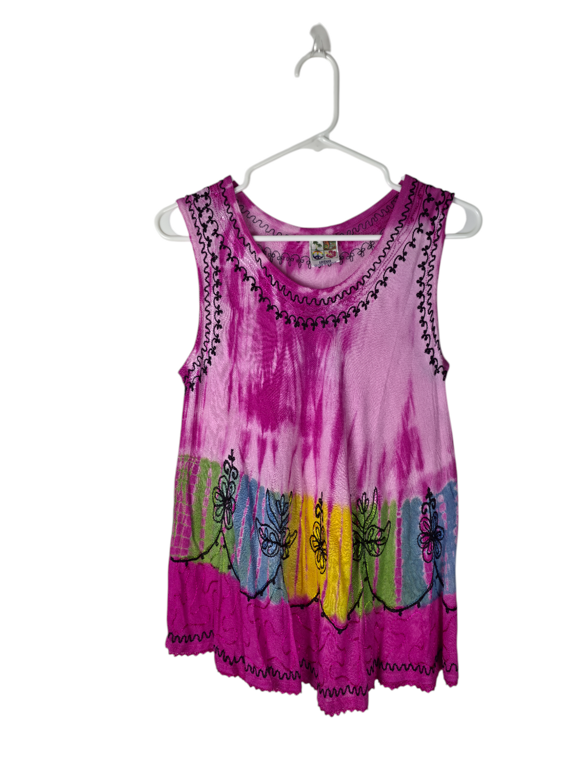 Orchid Bloom Embroidered Rainbow Tank Top — clean product image