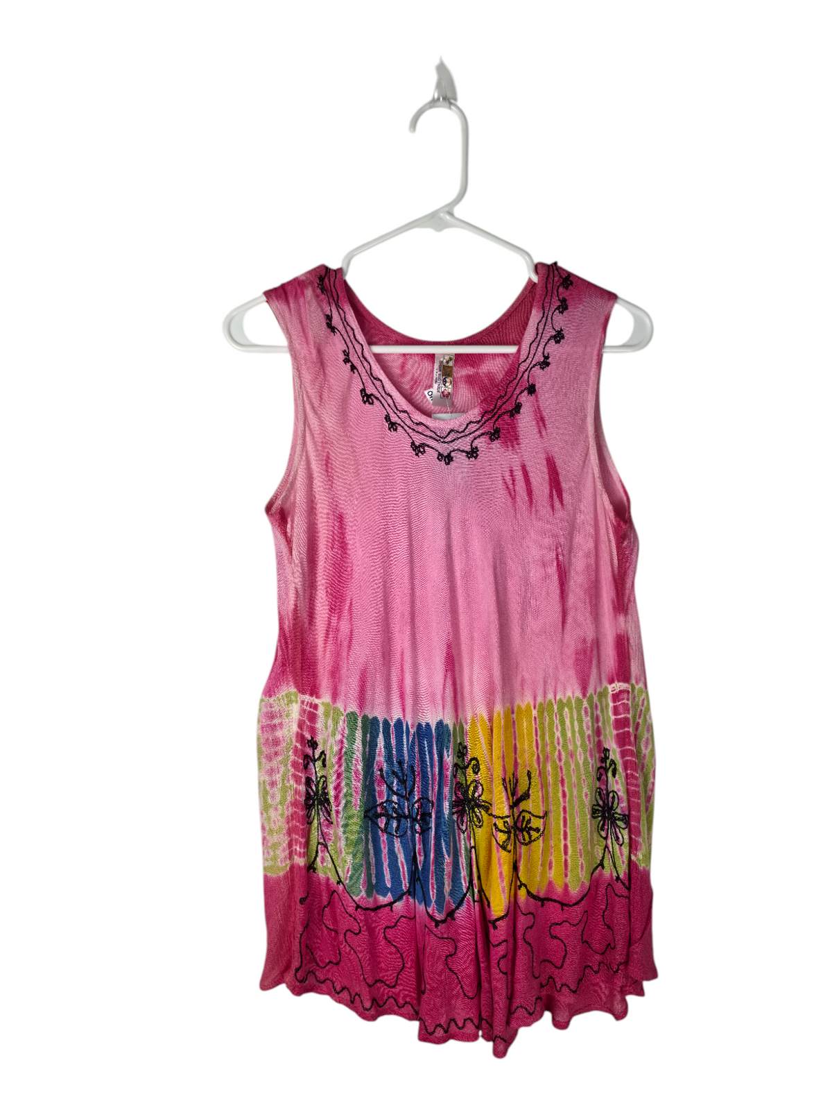 Petal Bloom Embroidered Rainbow Boho Top — clean product image