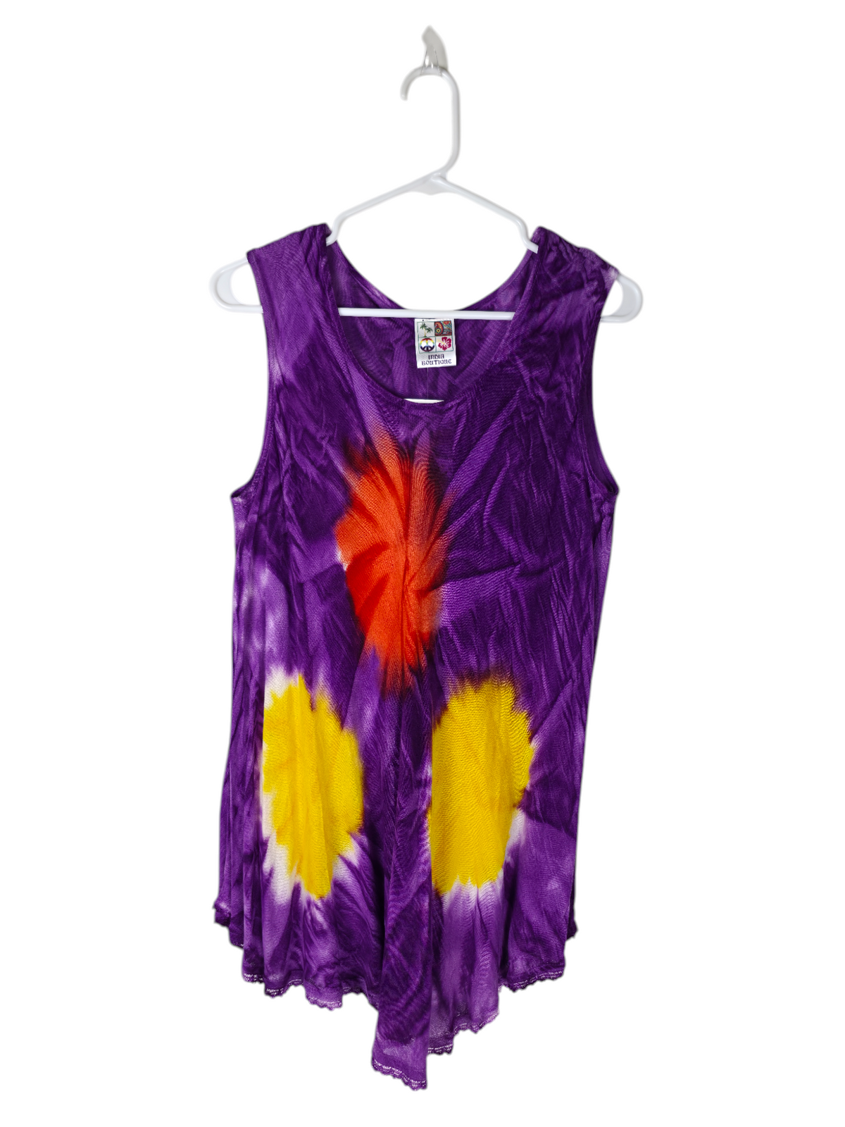 Purple Burst tie-dye sleeveless top clean front product image