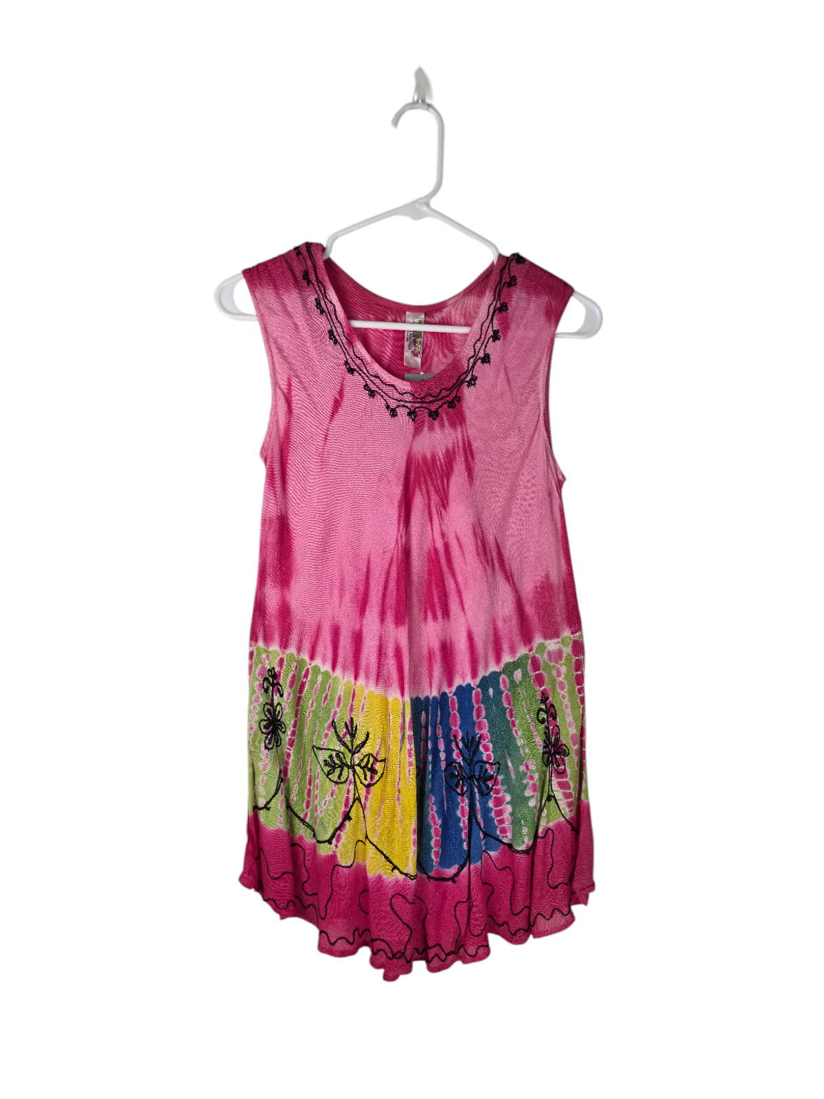 Rosy Horizon Embroidered Rainbow Tank Top — clean product image