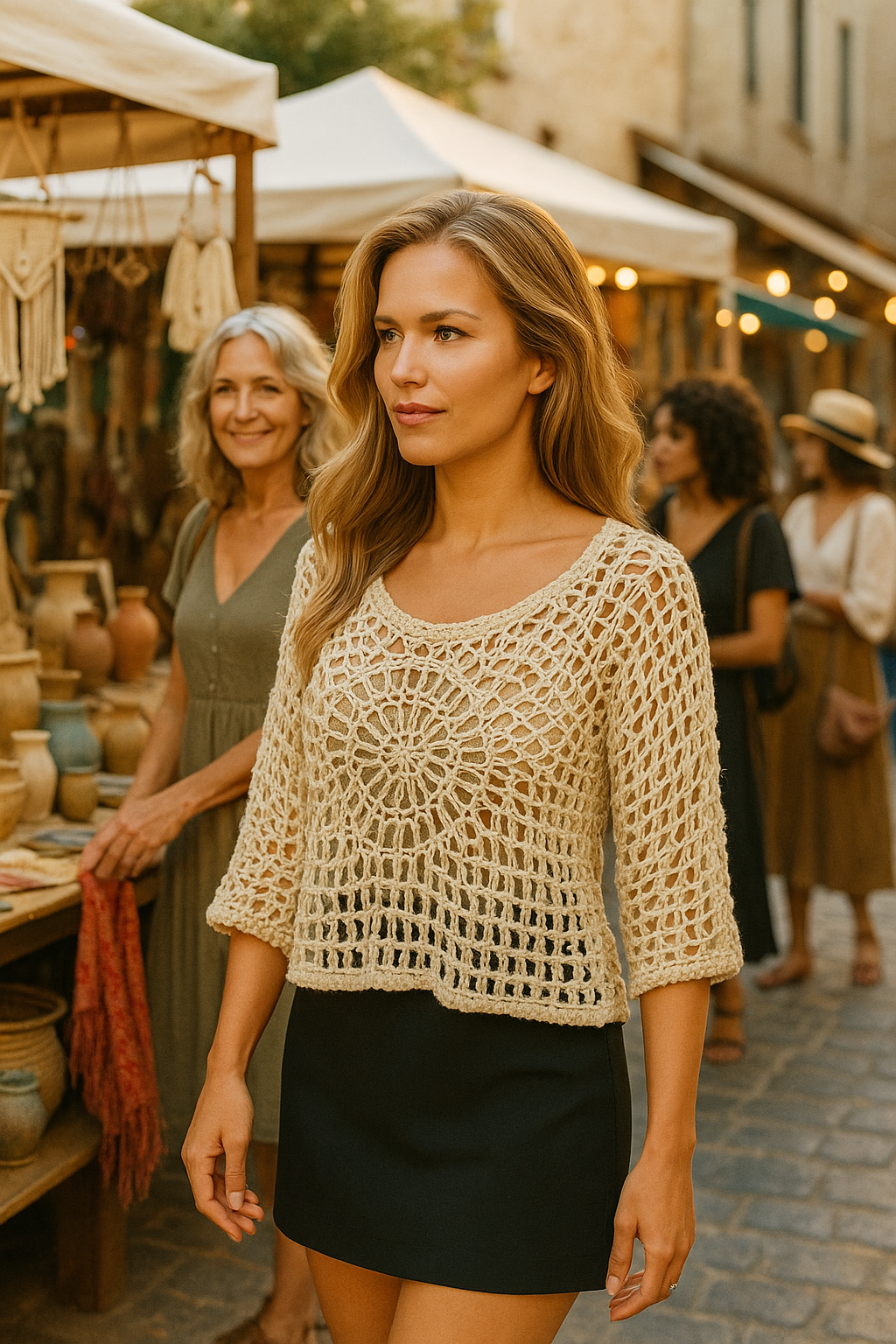 Unexpectedly You Rustic Bloom – Crochet Boho Top