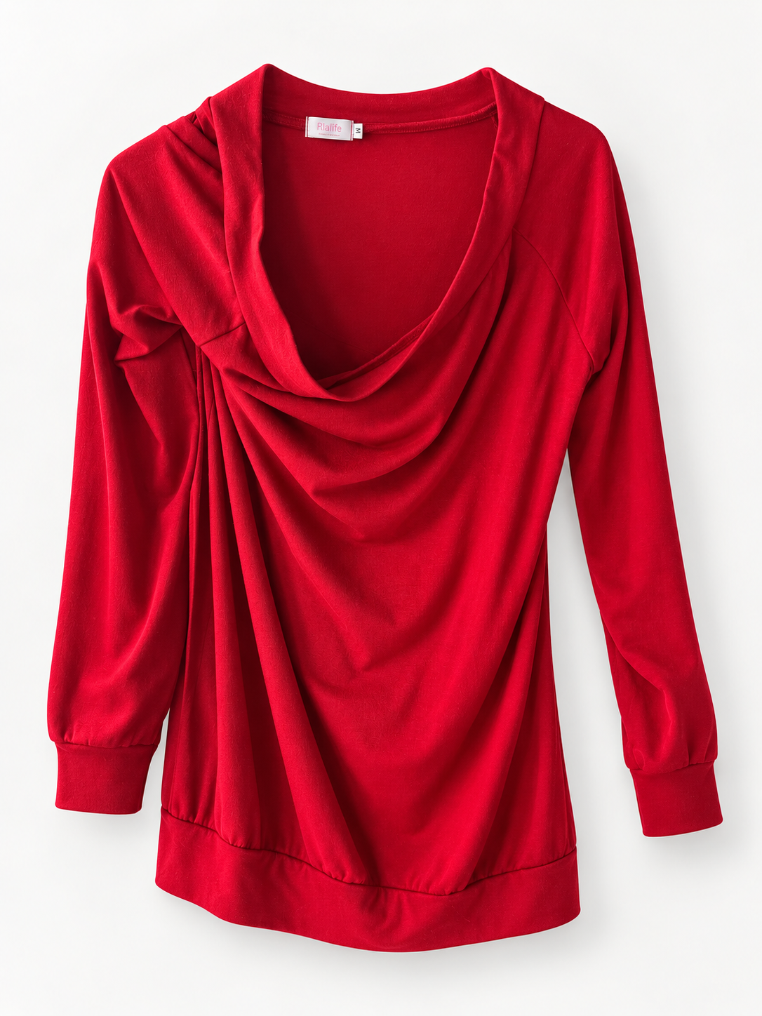 Unexpectedly You Scarlet Drape convertible cowl and off-shoulder top — clean front product view