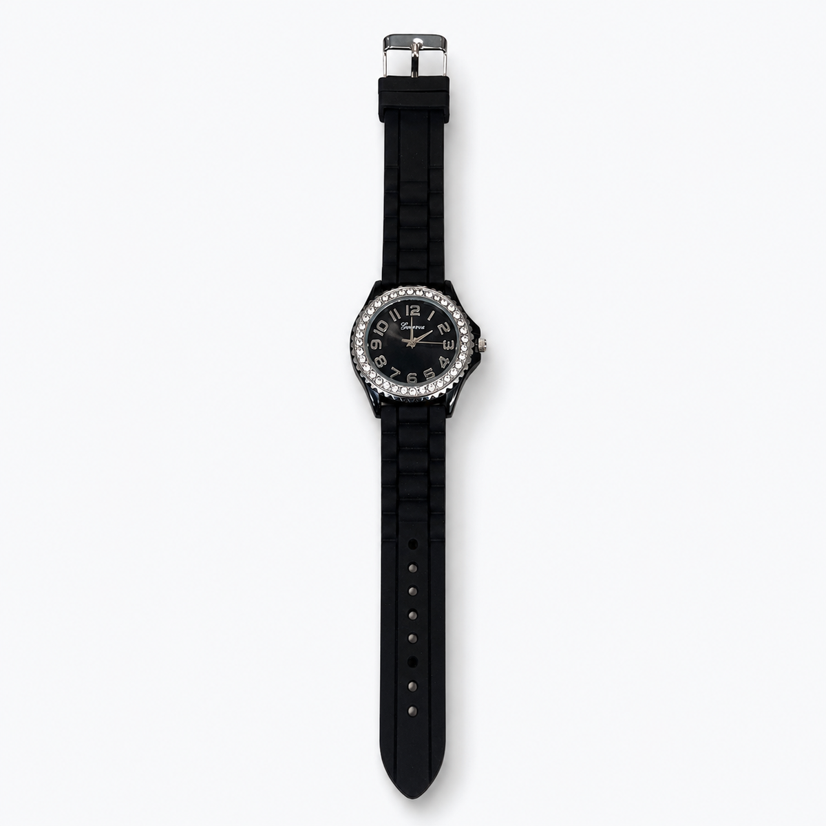 Midnight Spark black rhinestone-bezel fashion watch - product view